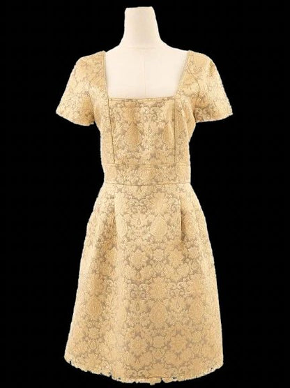 Excellent Paul&amp;Joe Yellow Floral Brocade Dress Size M