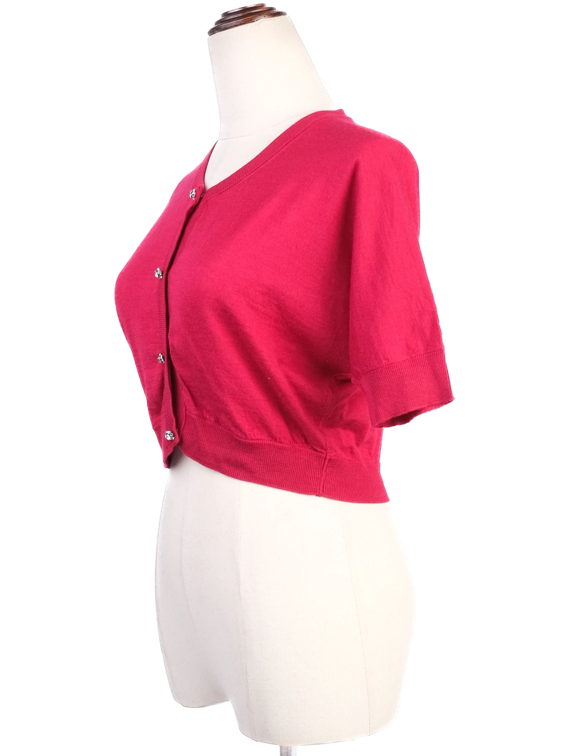 Excellent Dolce Gabbana Red Silk Cropped Cardigan Size XS