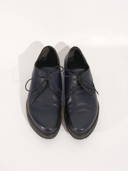 Perfect Lanvin Blue Leather Lace-Up Shoes Size 42 for Men