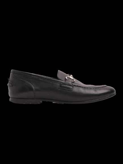 Gucci Black Leather Loafers for Kids Size 20 with Metallic Accents