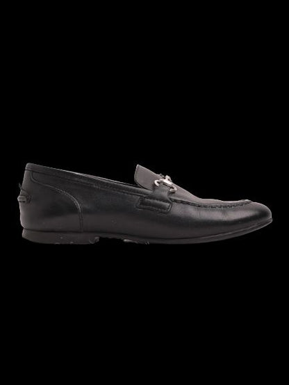 Gucci Black Leather Loafers for Kids Size 20 with Metallic Accents