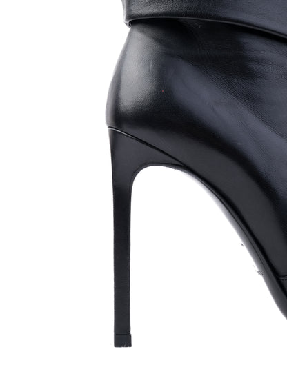 NEW Saint Laurent Black Leather High-Heeled Ankle Boots Size 35