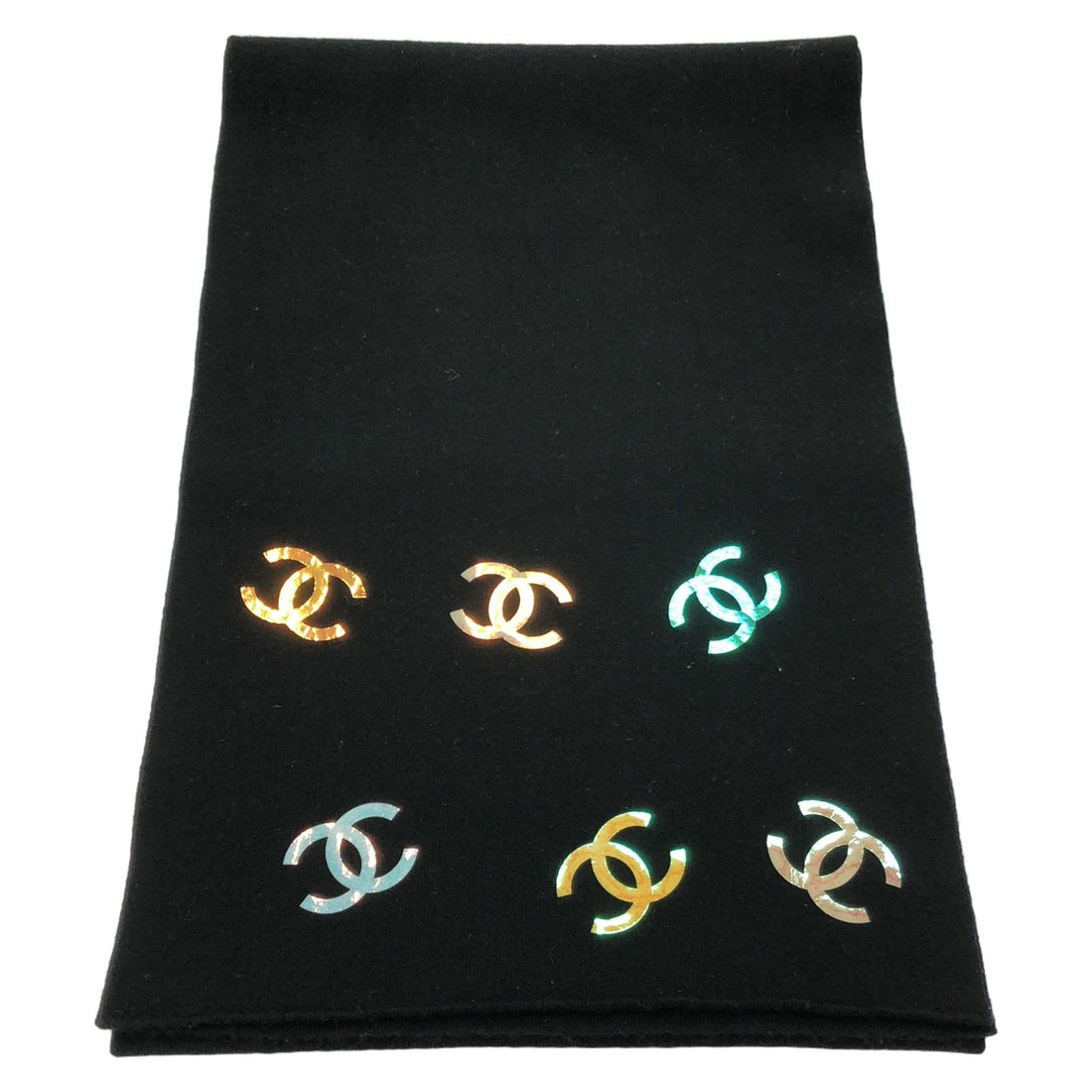 Chanel Black Coco Mark Scarf Scarf Cashmere