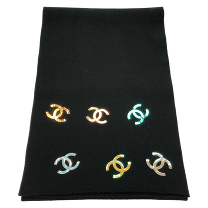 Chanel Black Coco Mark Scarf Scarf Cashmere