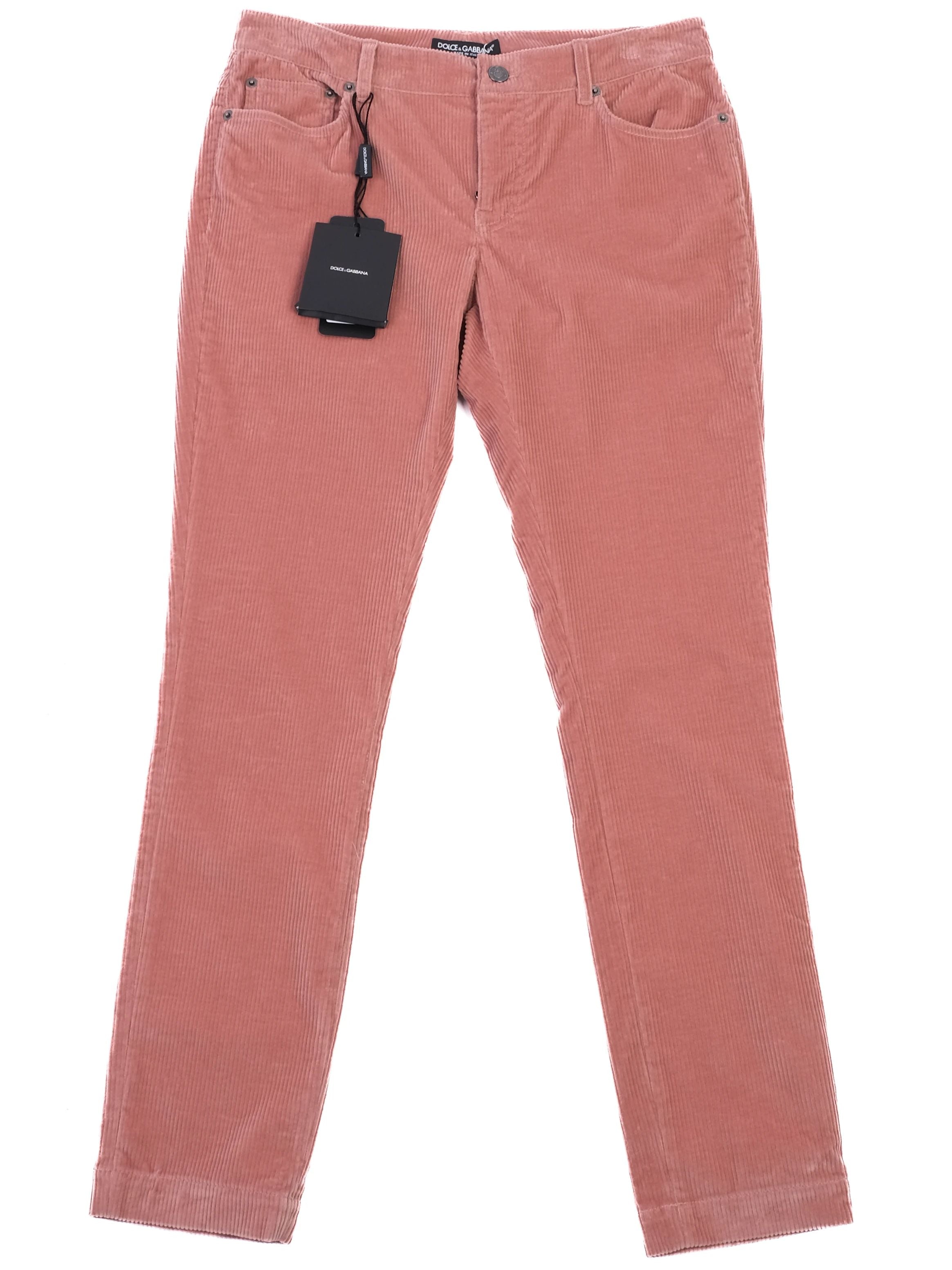 NEW Dolce Gabbana Pink Corduroy Pants Size L Women&