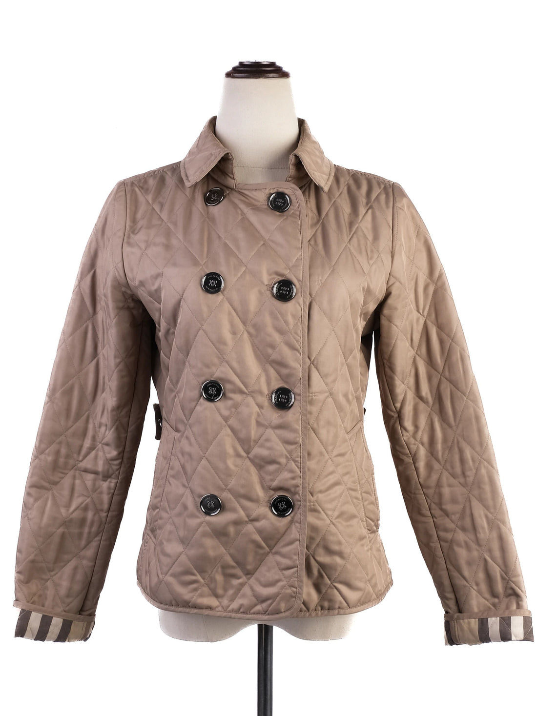 Excellent Burberry Gray Quilted Jacket Women Size S Polyester