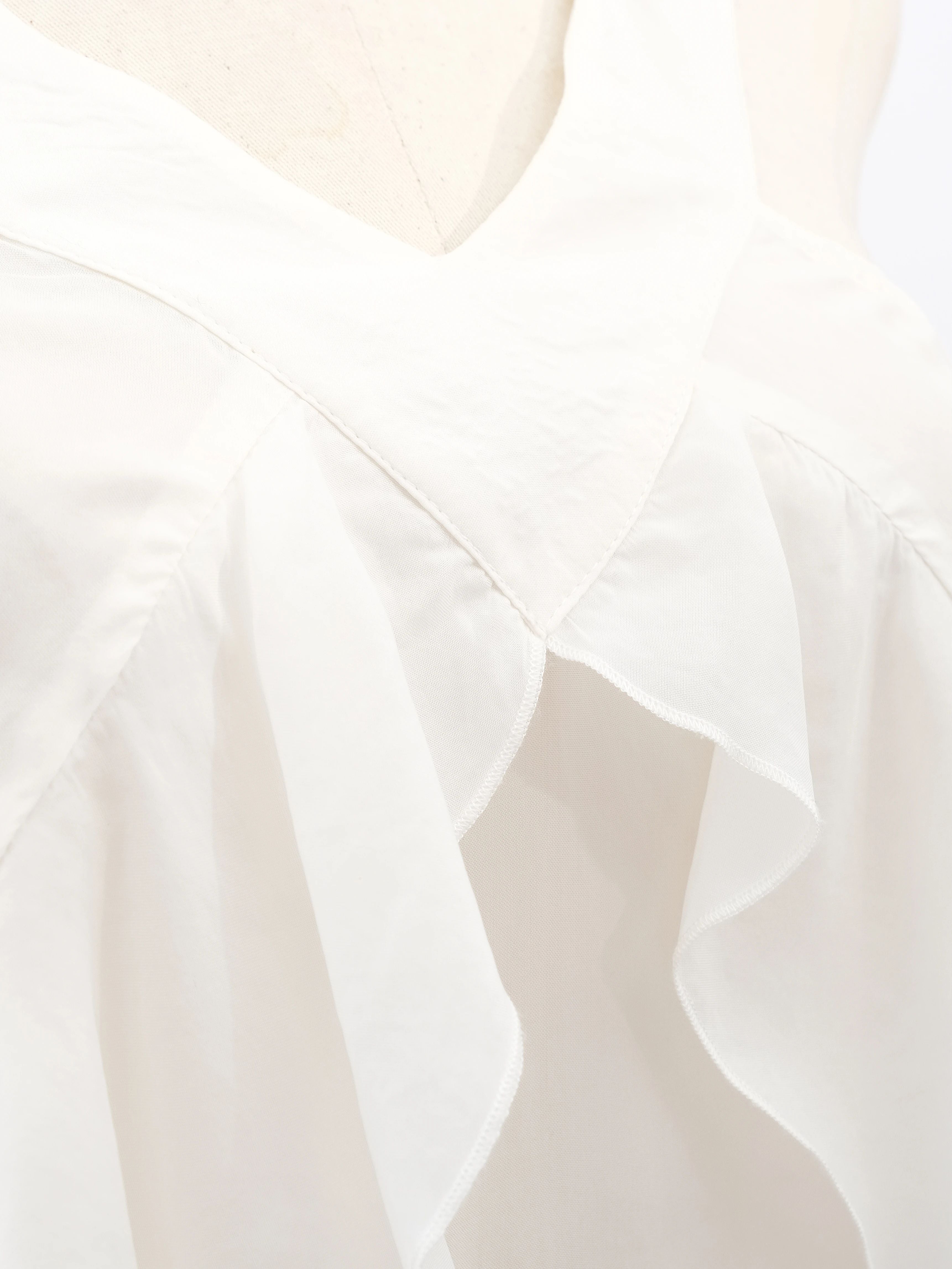 Excellent MaxCo White Cotton Sleeveless Blouse Size S with Ruffles