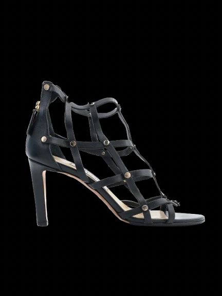 Excellent Jimmy Choo Black Leather High-Heeled Sandals Size 38