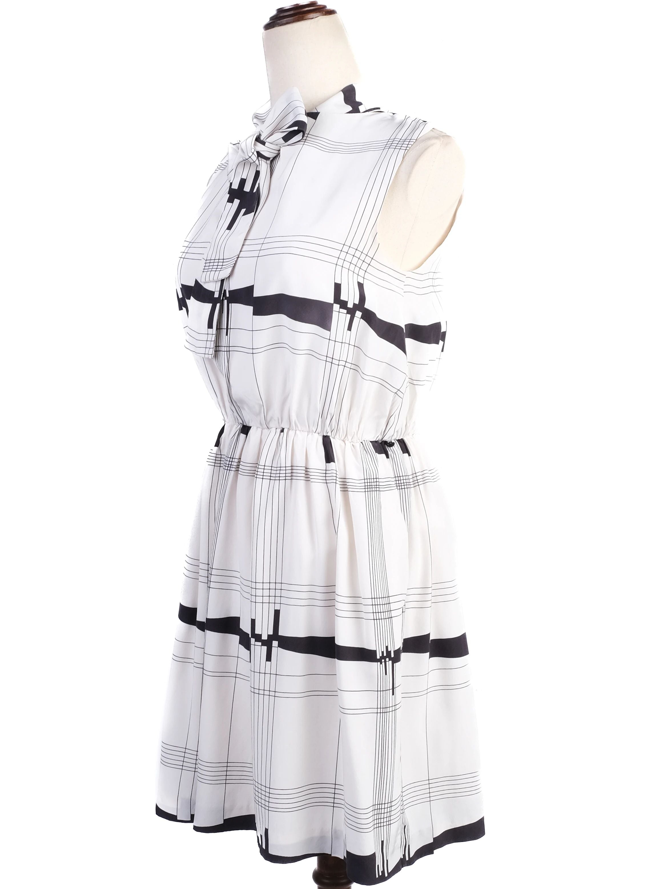 Excellent Milly Silk Sleeveless Dress M Black &amp; White Checkered