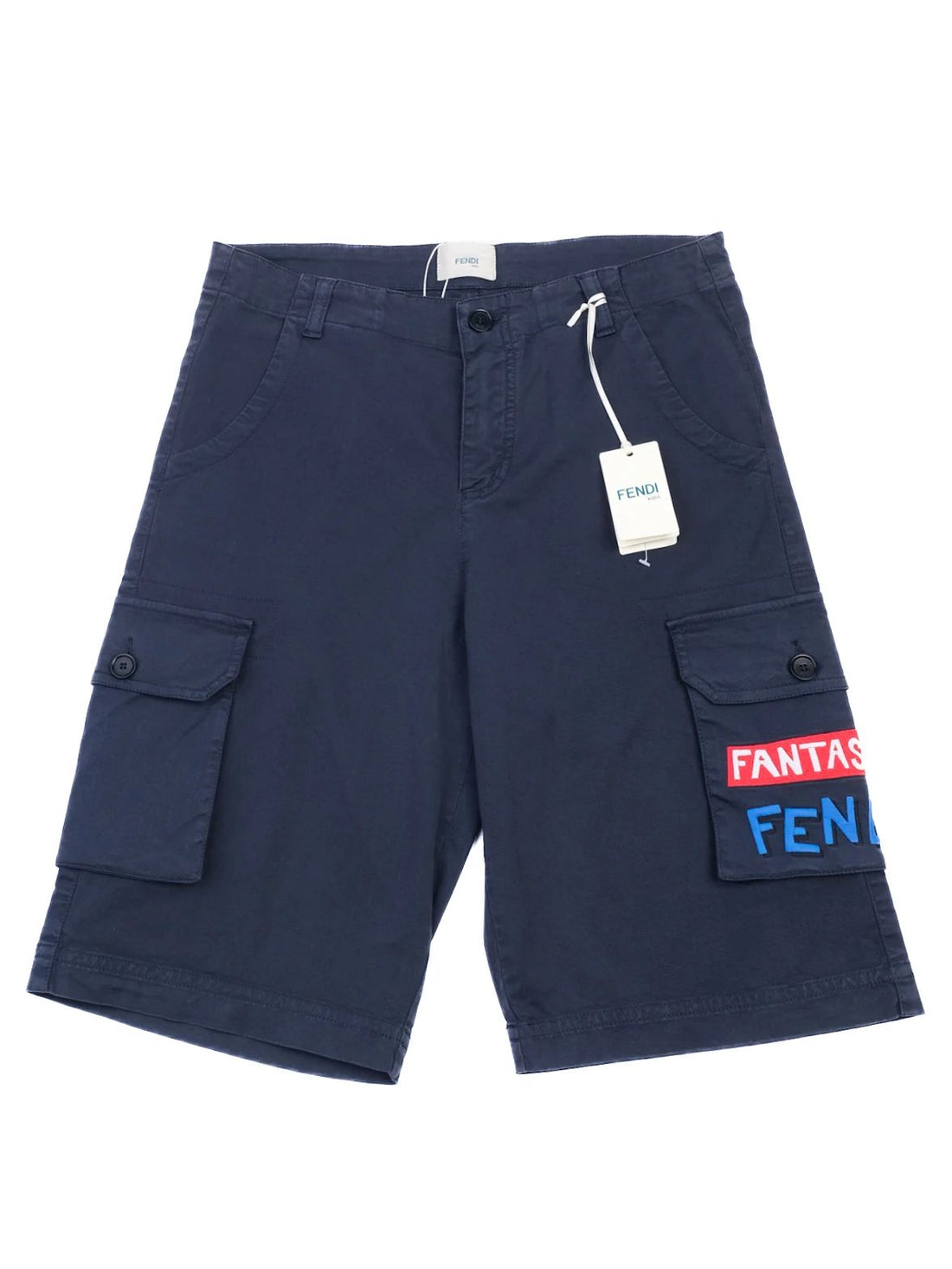 Excellent Fendi Kids Blue Cargo Shorts Size 10 Cotton