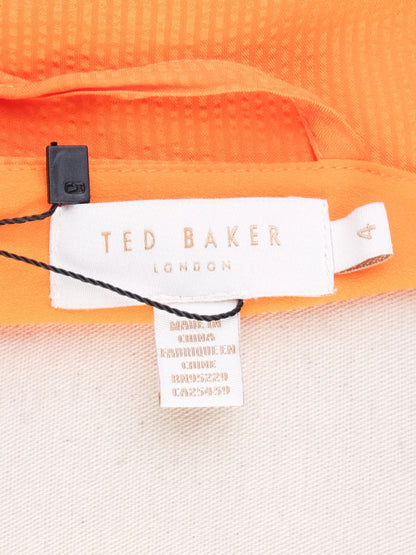 Perfect Ted Baker Orange Puff Sleeve Dress with Cut-Out Back
