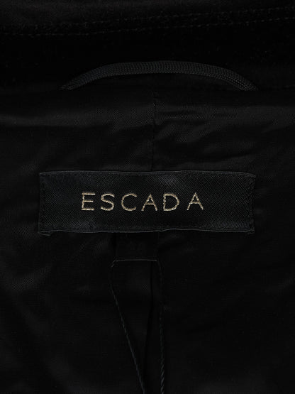 Excellent Escada Black Viscose Jacket Size S with Plaid Bow Detail
