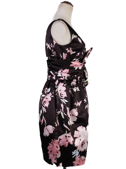 NEW MaxCo Floral Sleeveless Dress Black Pink Polyester Size M