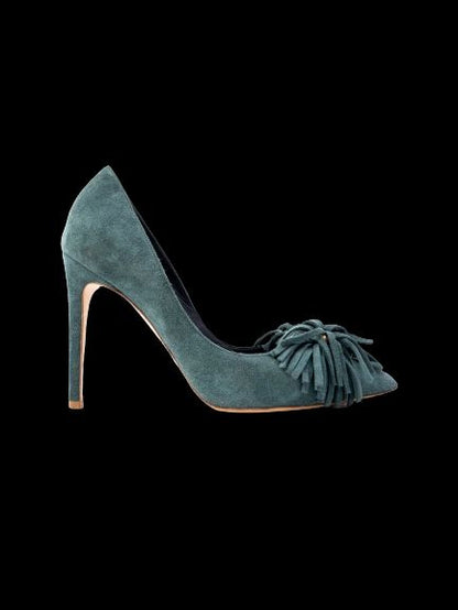 Excellent R&amp;Renzi Green Leather High-Heeled Pumps Size 36.5