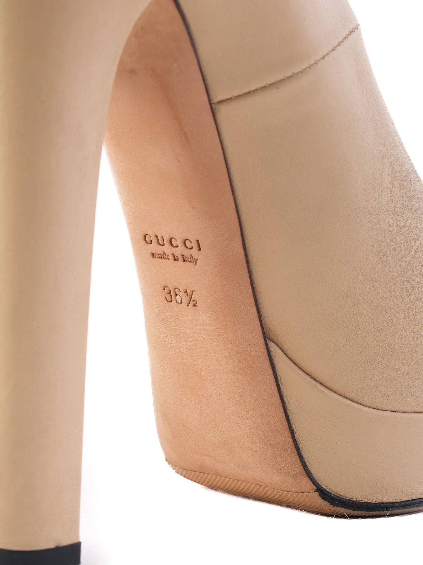 Excellent Gucci White High-Heeled Platform Shoes Leather Women&