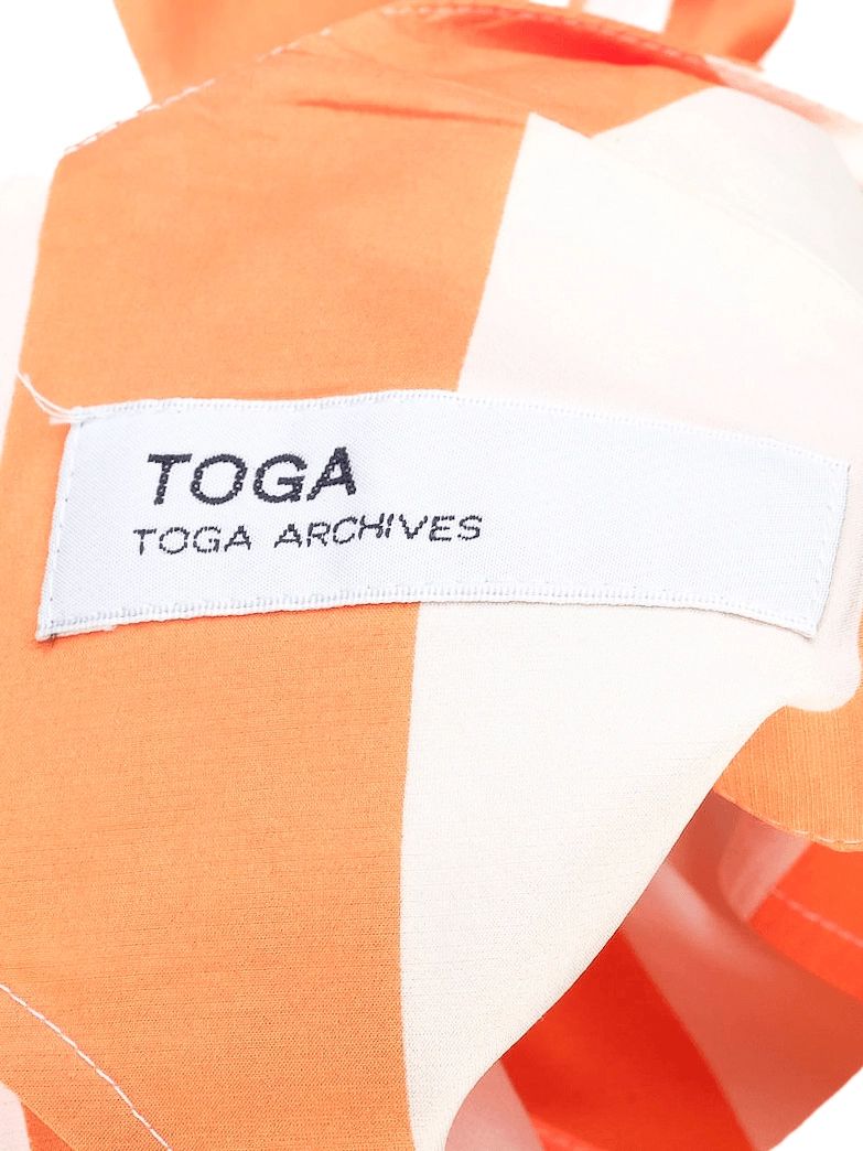 Excellent TOGA Archives Peplum Top Orange Cupro Striped WomenÕs Size