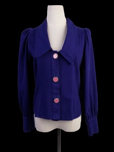 Excellent Uterque Purple Velvet Jacket with Decorative Buttons Size S