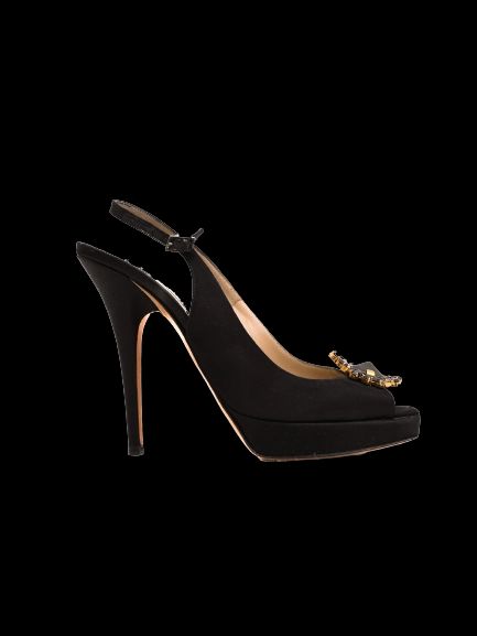Jimmy Choo Black High-Heeled Platform Open Toe Shoes