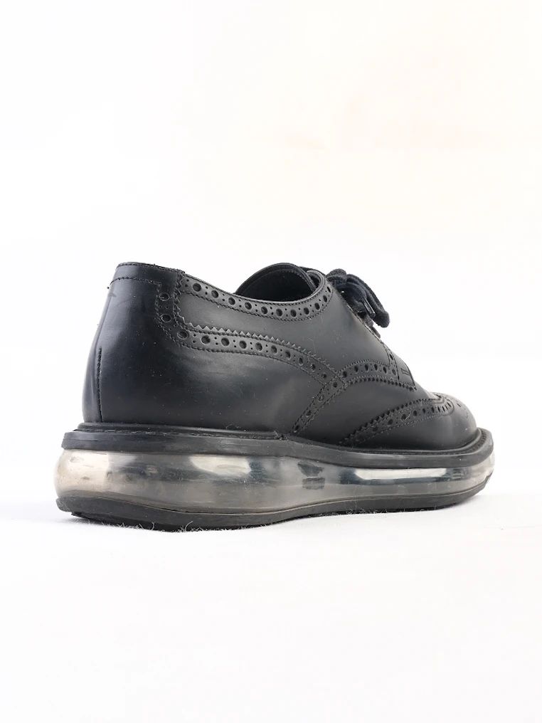 Excellent Prada Black Leather Brogue Shoes Size 40.5 with Air Cushion