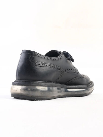 Excellent Prada Black Leather Brogue Shoes Size 40.5 with Air Cushion