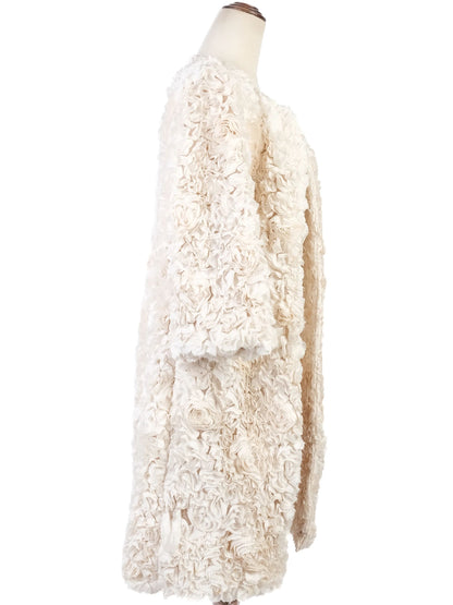 P.A.R.O.S.H. Excellent Condition Silk Textured Coat Size S White