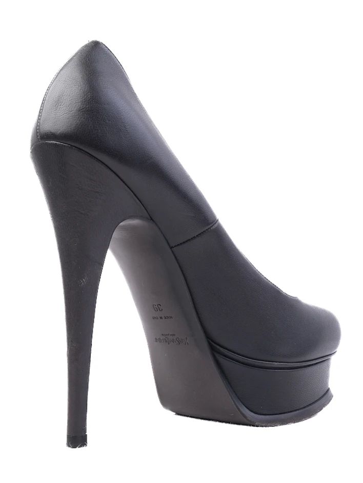 Good Yves Saint Laurent Gray Leather High-Heeled Platform Shoes