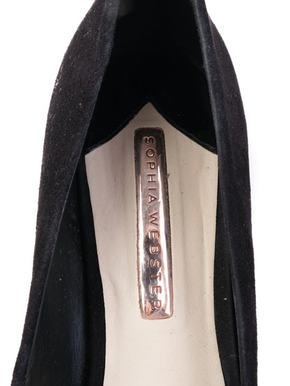 Excellent Sophia Webster Black Genuine Suede Heels Size 40