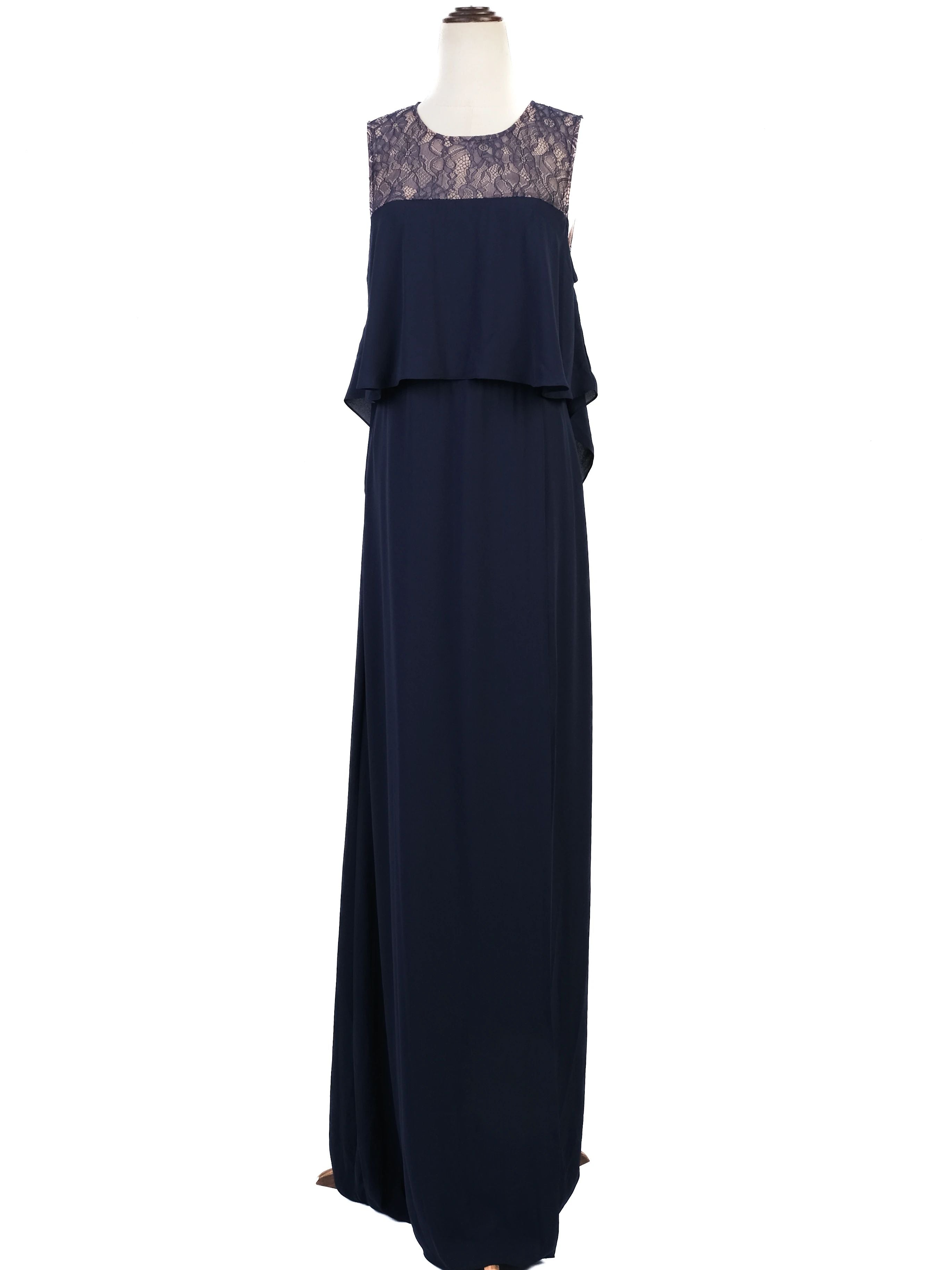NEW BCBGMaxazria Blue Lace Overlay Sleeveless Gown Size M