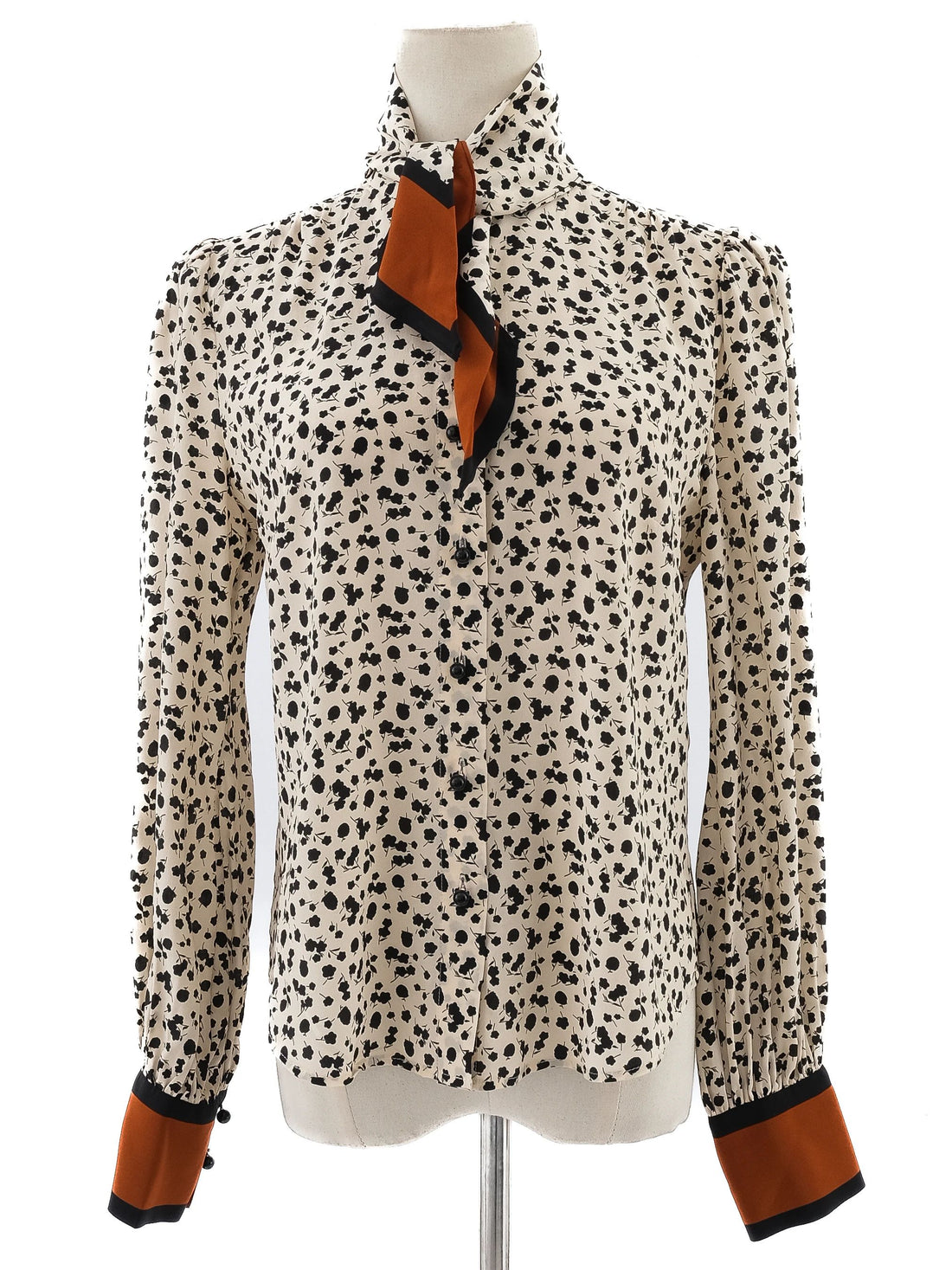 Excellent L.K.Bennett Long-Sleeve Silk Polka Dot Blouse Size S