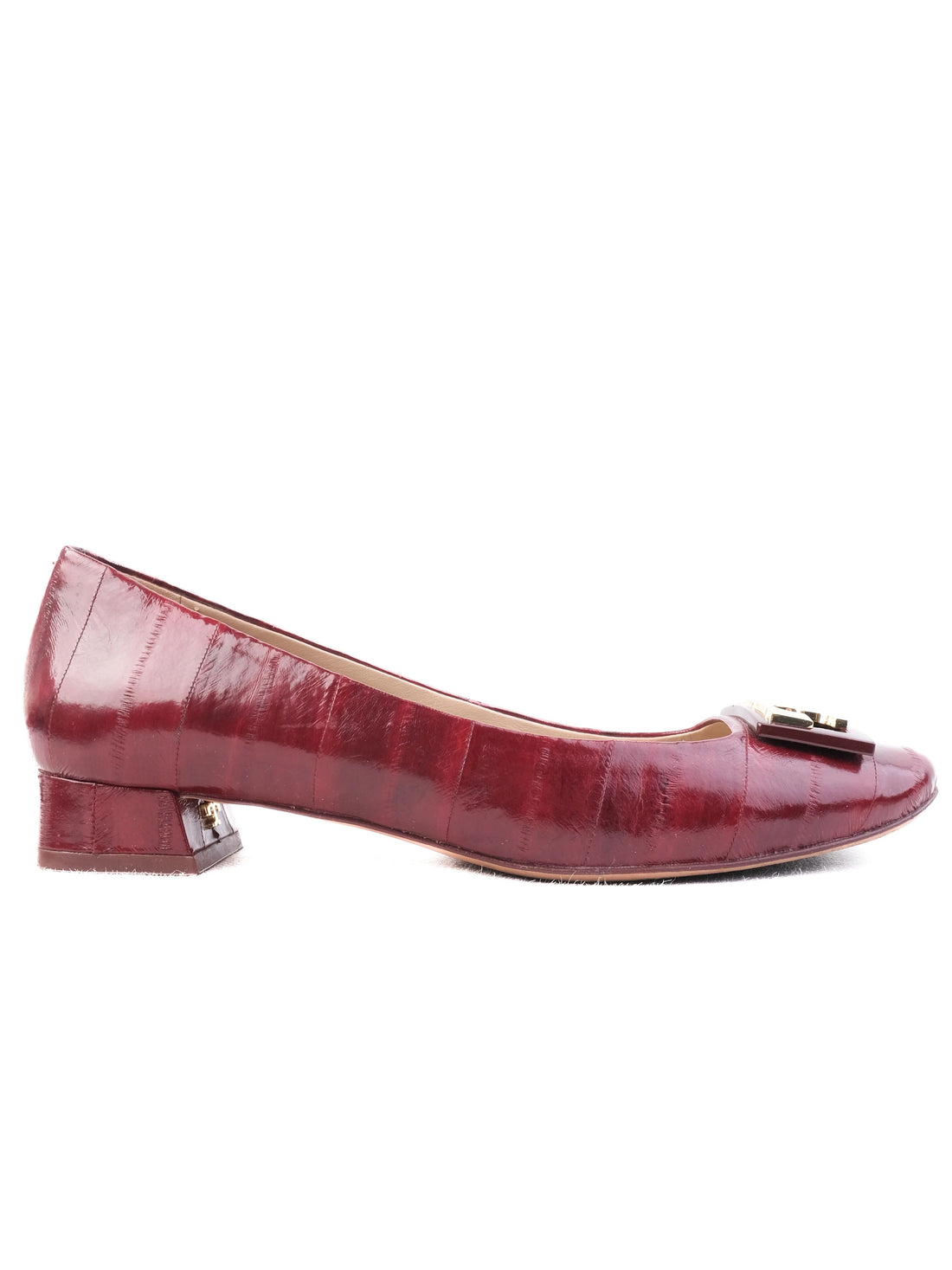 Excellent Tory Burch Red Leather Low Block Heel Shoes Size 37