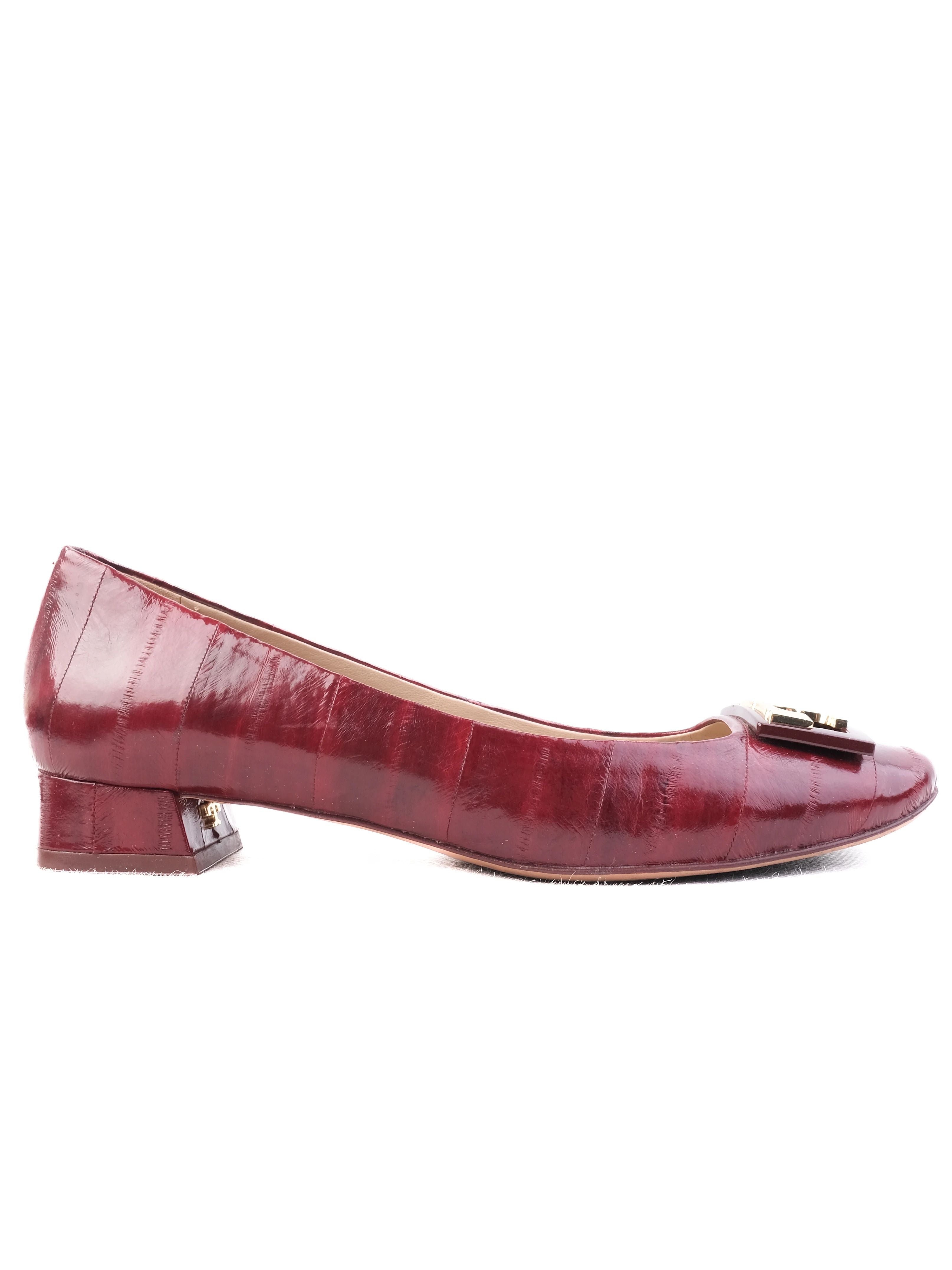 Excellent Tory Burch Red Leather Low Block Heel Shoes Size 37