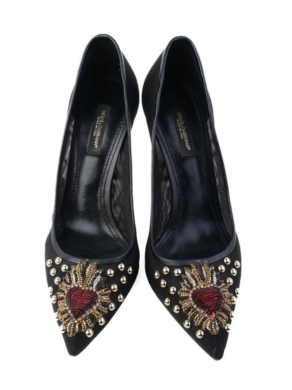 Excellent Dolce Gabbana Black High Heeled Shoes with Embellishments