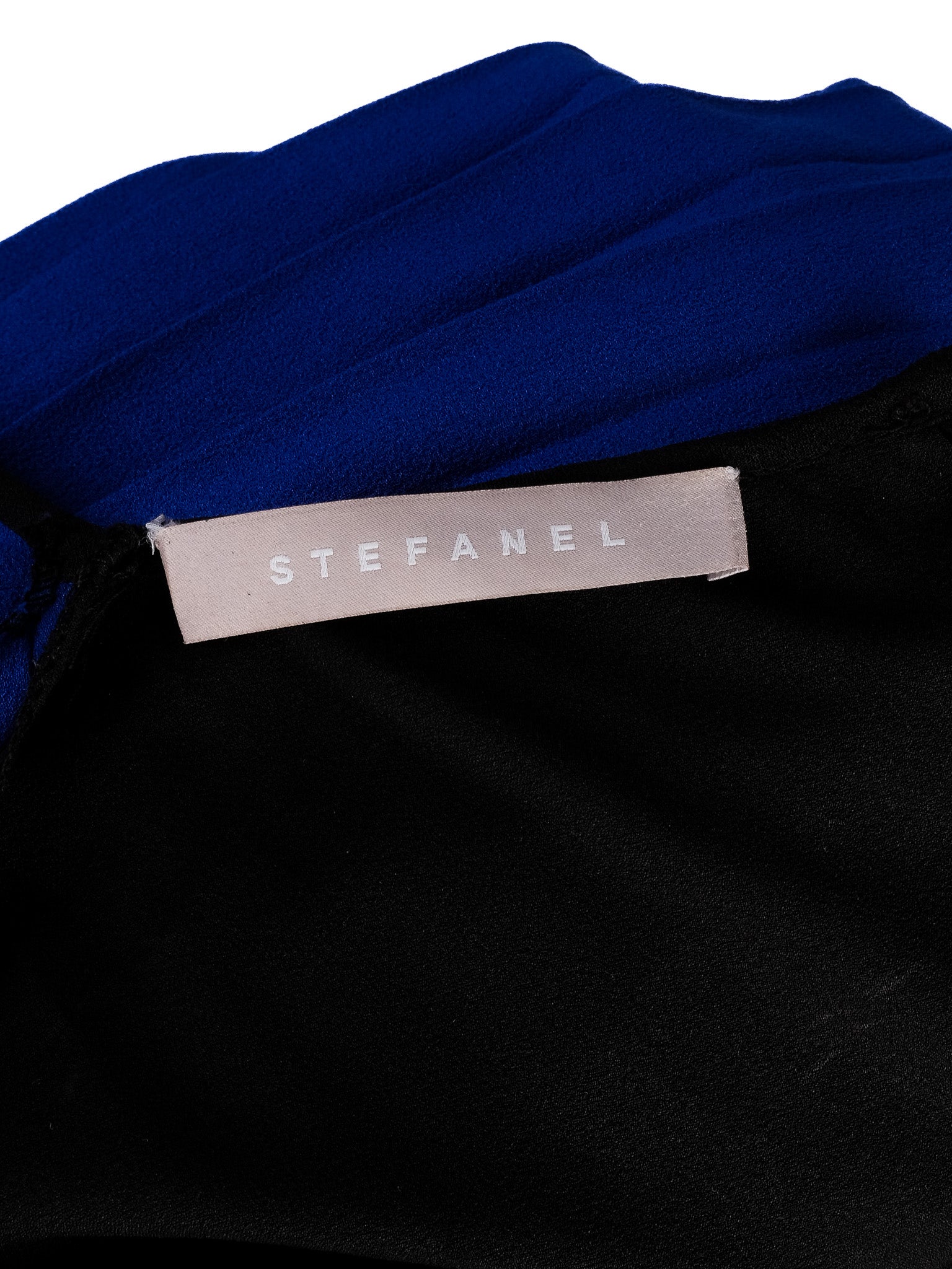 Excellent Stefanel Blue and Black Pleated Silk Dress - Size N/A