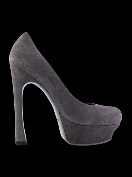 Excellent Yves Saint Laurent Gray Leather High-Heeled Pumps Size 39