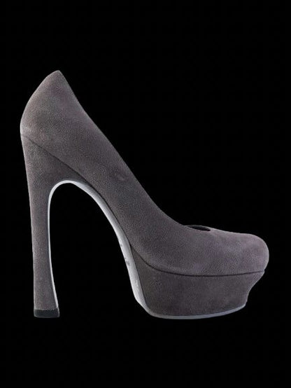 Excellent Yves Saint Laurent Gray Leather High-Heeled Pumps Size 39