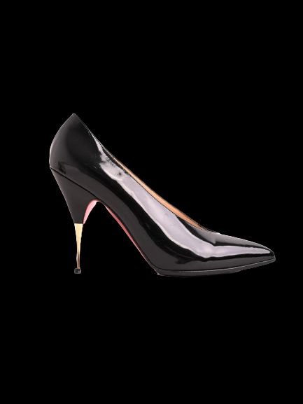 Christian Louboutin Black Patent Leather High-Heeled Shoes Size 38