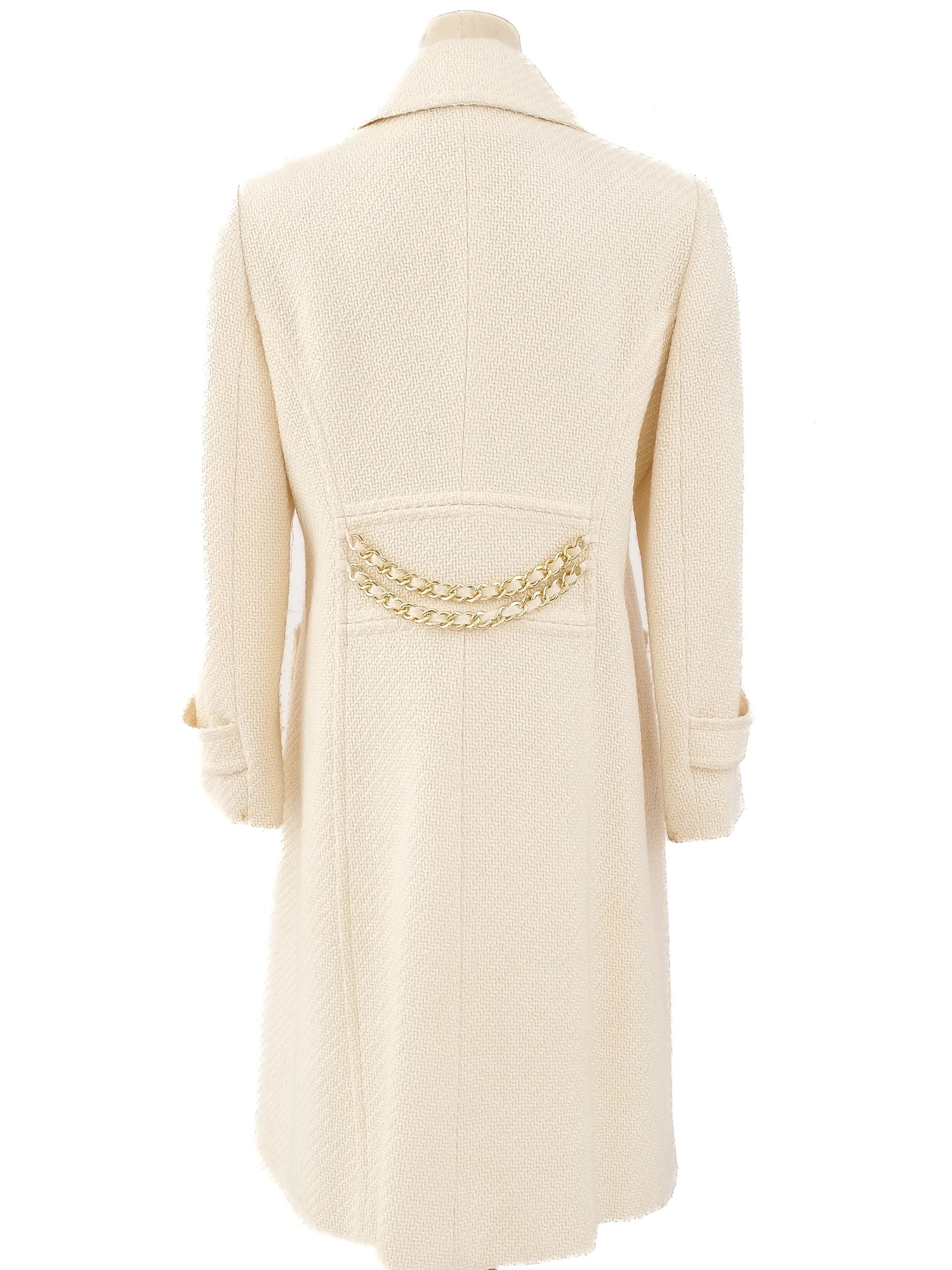 Excellent Luisa Spagnoli White Textured Coat Size L