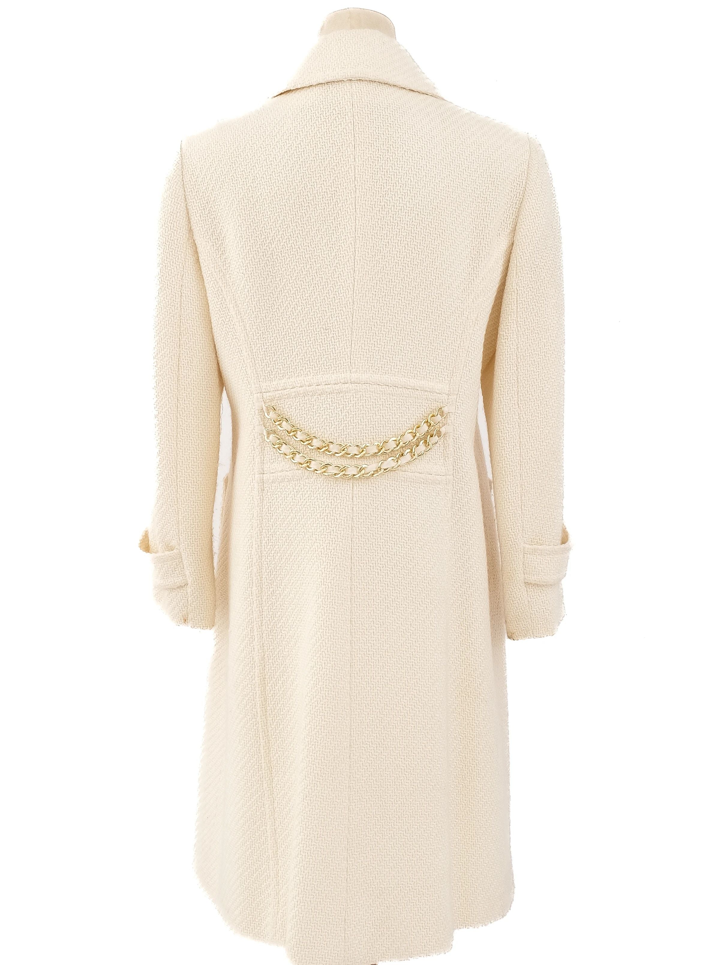 Excellent Luisa Spagnoli White Textured Coat Size L