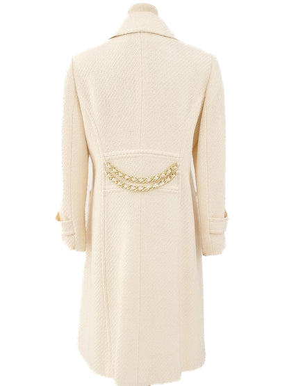 Excellent Luisa Spagnoli White Textured Coat Size L