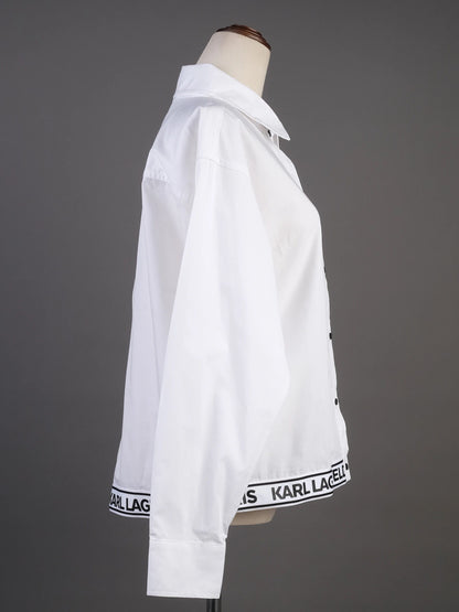 Excellent Karl Lagerfeld White Cotton Button-Up Shirt Size S