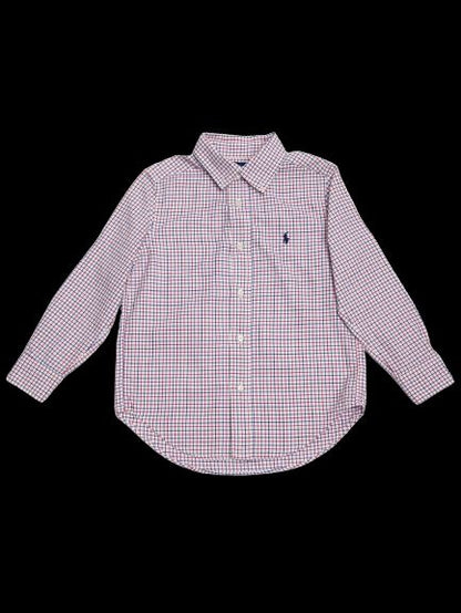 Good Ralph Lauren White Cotton Checkered Shirt for Kids Size 5