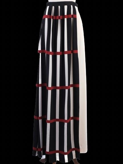 NEW By Malene Birger Long Skirt Black White Stripe XS
