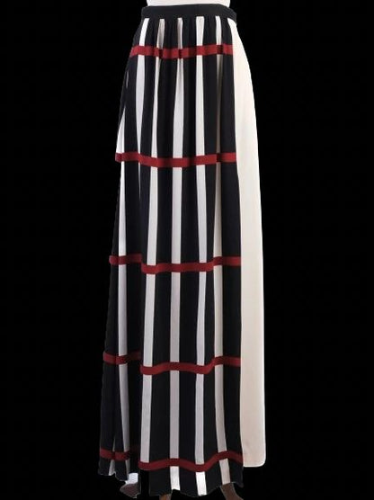 NEW By Malene Birger Long Skirt Black White Stripe XS