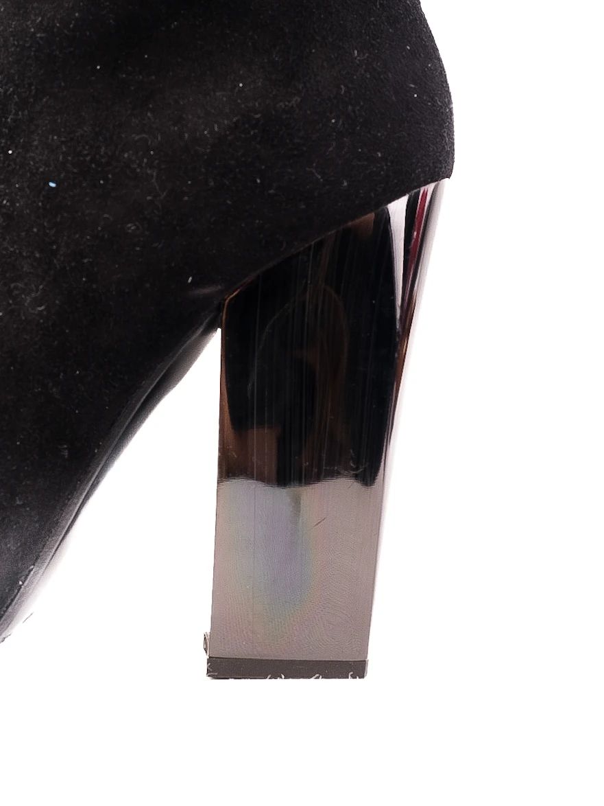 Vicini Black Leather Ankle Boots Size 39 with Block Heel