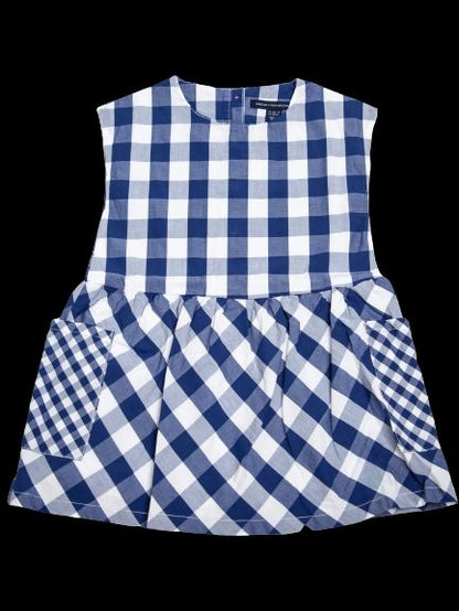 Good French Connection Blue Checkered Dress for Kids Size 5