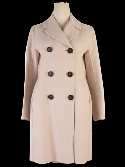 Excellent Max Mara Gray Wool Double-Breasted Coat Size S