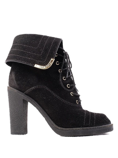 Excellent Louis Vuitton Black Leather Heeled Ankle Boots Size 36