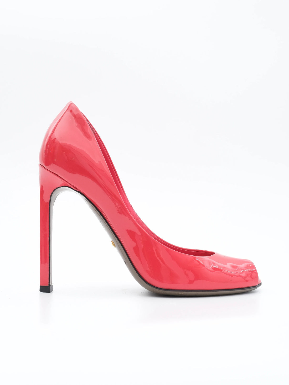 Excellent Gucci Red Leather Peep-Toe Stiletto Heels Size 36
