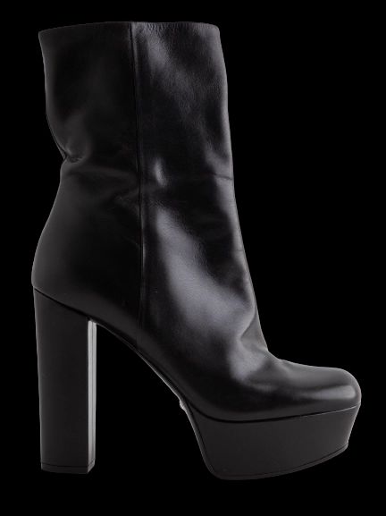 Good Gucci Black Leather Platform Ankle Boots Size 38.5