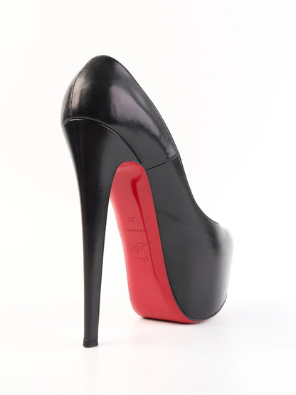 Christian Louboutin Black Leather High-Heeled Platform Pumps Size 38